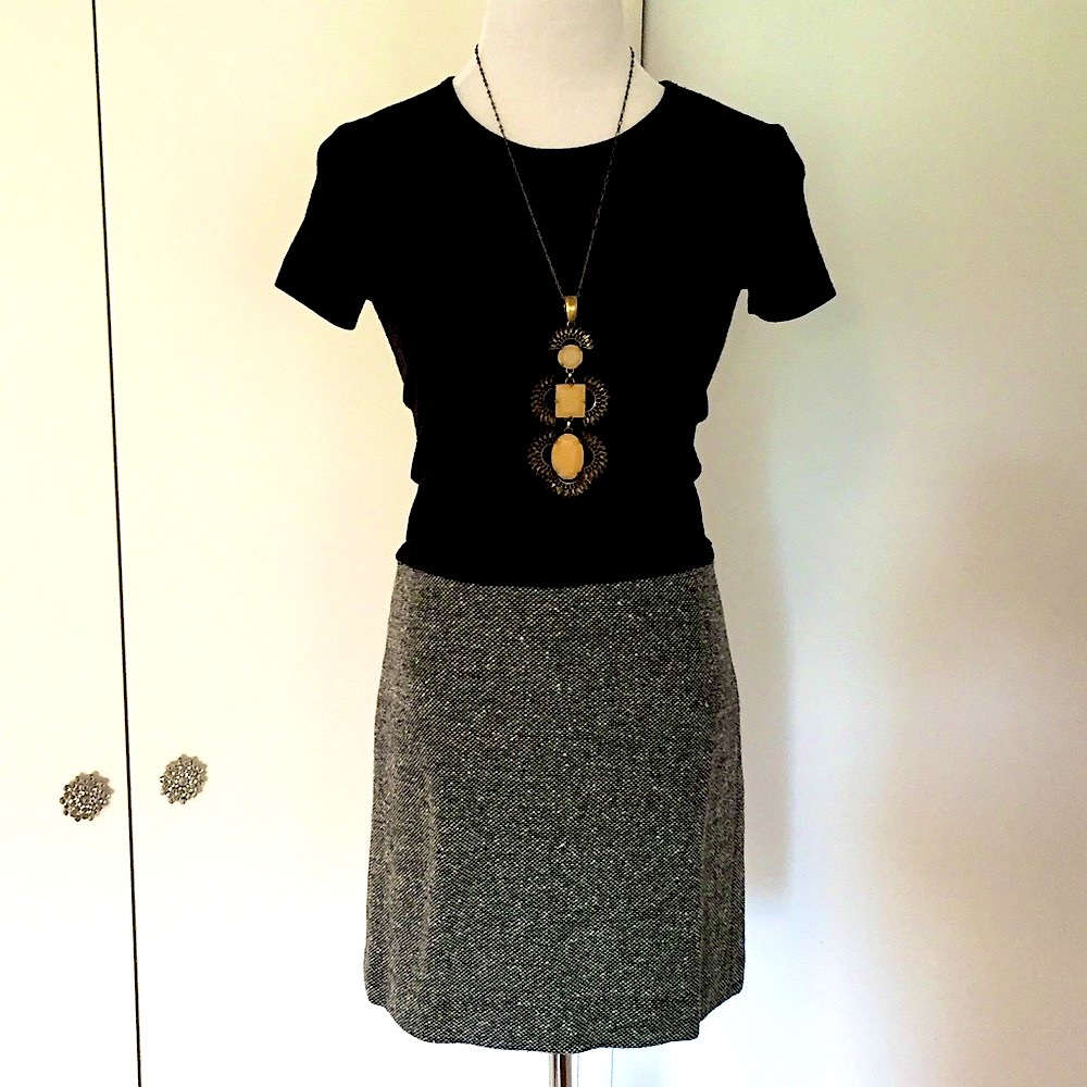 DKNY Black Tweed Mod Mini Dress